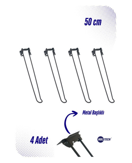 Metal Katlanır Masa Ayağı 50 cm Kamp Masası Ayağı 4 Adet Metal Başlıklı Mobilya Ayağı