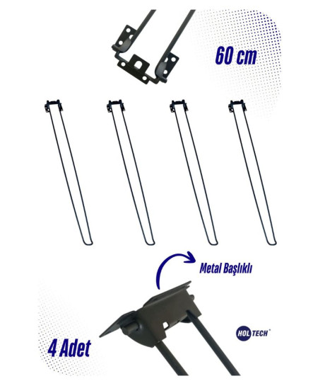 Metal Katlanır Masa Ayağı 60 cm Metal Başlıklı Mobilya Ayağı Mobilya Hırdavatı 4 Adet Kamp Masası Ayağı