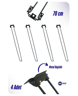 Metal Katlanır Masa Ayağı 70 Cm 4 Adet Metal Başlıklı Mobilya Ayağı Mobilya Hırdavatı