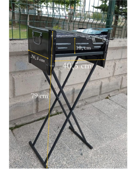 Katlanır Metal Ayaklı Emaye Çelik Katlanır Mangal Özel Çantalı 