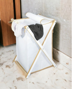 Ahşap Kirli Çamaşır Sepeti Banyo Düzenleyici Katlanır Portatif Çamaşır Sepeti