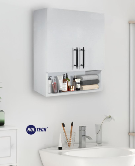 Ahşap Modern İki Kapaklı Beyaz Lavabo Üstü Banyo Dolabı