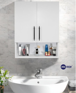Ahşap Modern İki Kapaklı Beyaz Lavabo Üstü Banyo Dolabı