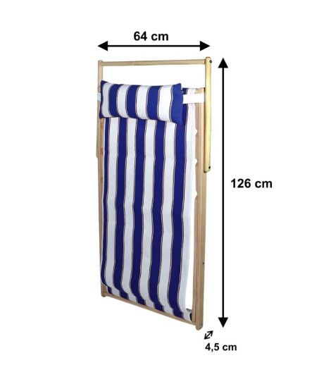 Ahşap Katlanır Şezlong Bahçe Balkon Plaj Şezlongu - Mavi Ahşap Katlanır Şezlong Bahçe Balkon Plaj Şezlongu - Mavi