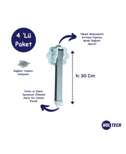 Metal Katlanır Yer Sofrası Ayağı 4'lü Takım - 30 Cm 