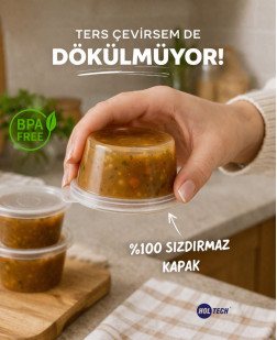60 ml Kapaklı Yıkanabilir Şeffaf Sosluk Sızdırmaz Sıcağa Dayanıklı Tekrar Kullanılabilir 50’li Set