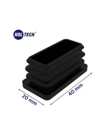 20x40 mm Sert Plastik Masa Sandalye Kutu Profil Tapası Siyah 